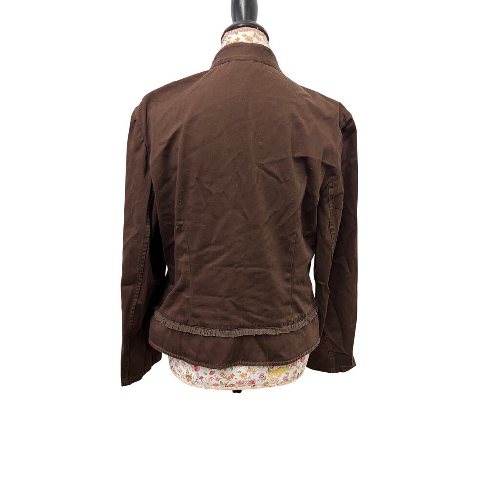 🧥 Talbots 12 Brown Embroidered Jacket Modern Prep Tailored Floral Blazer - Picture 3 of 4